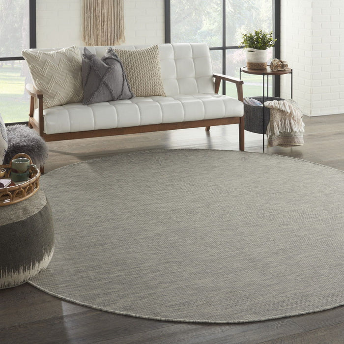 8' Round Power Loom Area Rug - Gray