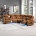 Taddeo - Power Motion Sectional Sofa With Power Headrest, Massage & LED - Two Tone Brown Leatherette ACME