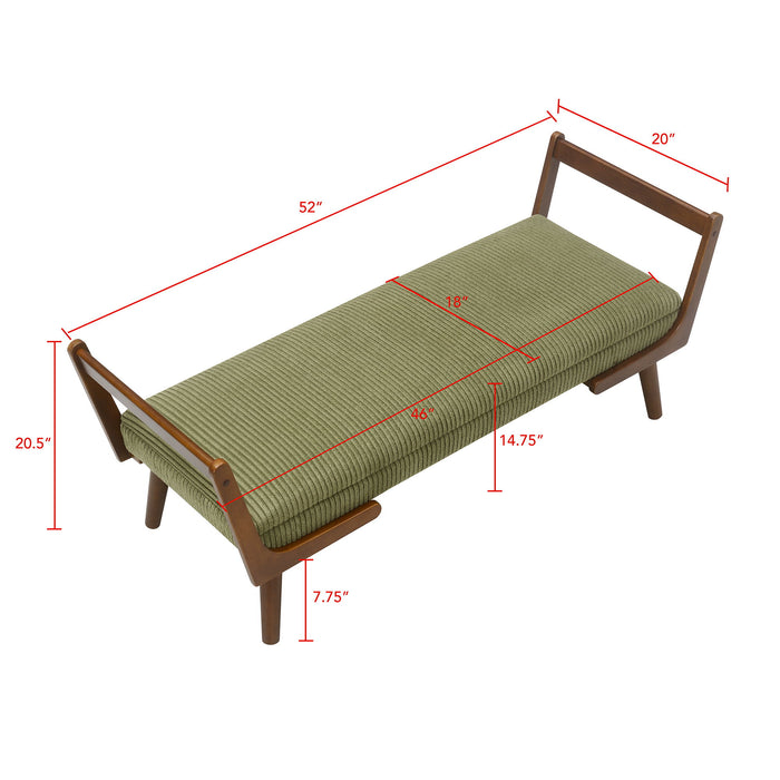 Mid-Century Bench With Wood Legs Home Essentials