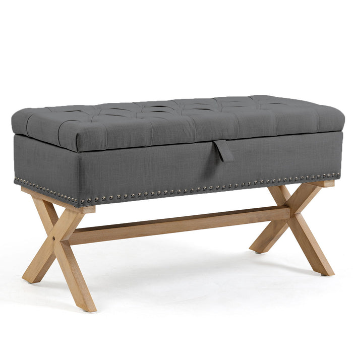 Storage Ottoman, Button-Tufted Ottoman Storage Bench, Ottoman With Storage