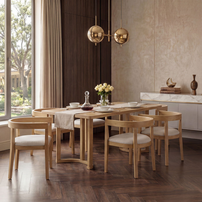 Rectangular Dining Table Set For 6 With Upholstered Barrel Back Chairs Hearth and Haven