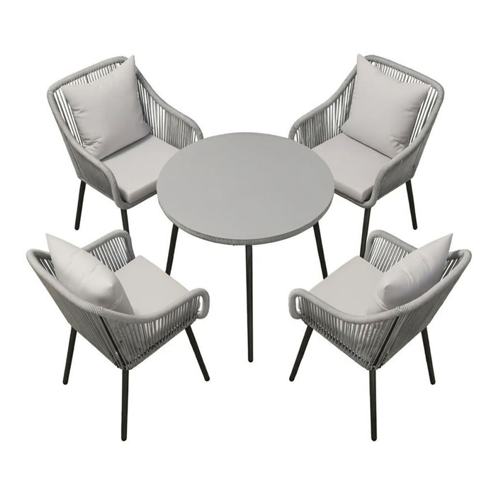 5 Piece Twisted Rattan Patio Dining Set With Table