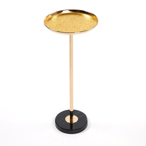 Adjustable Pedestal Side Table For Living Room - Gold / Black Home Essentials