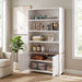 Tall Bookcase Storage Cabinet With 3 Open Shelves & Fluted Double Doors Noble House