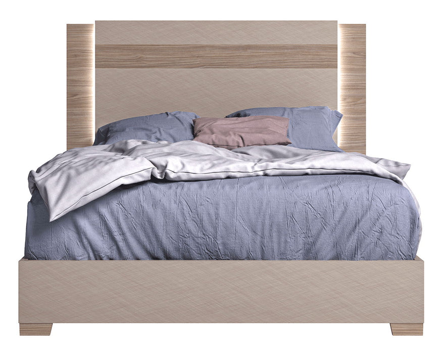 Nora - Queen Size Bed With Light - Light Beige / Light Brown Status Italy