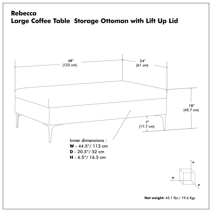Rebecca - Multifunctional Coffee Table Storage Ottoman With Lift Up Lid Simpli-Home