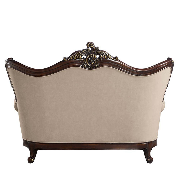Ragnar - Loveseat With 5 Pillows - Light Brown Linen & Cherry ACME