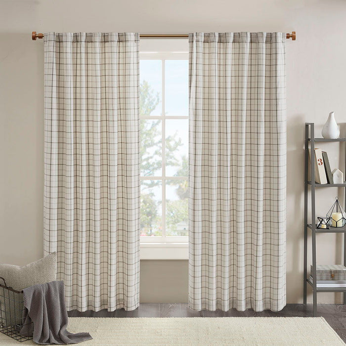 Plaid Rod Pocket And Back Tab Curtain Panel With Fleece Lining
