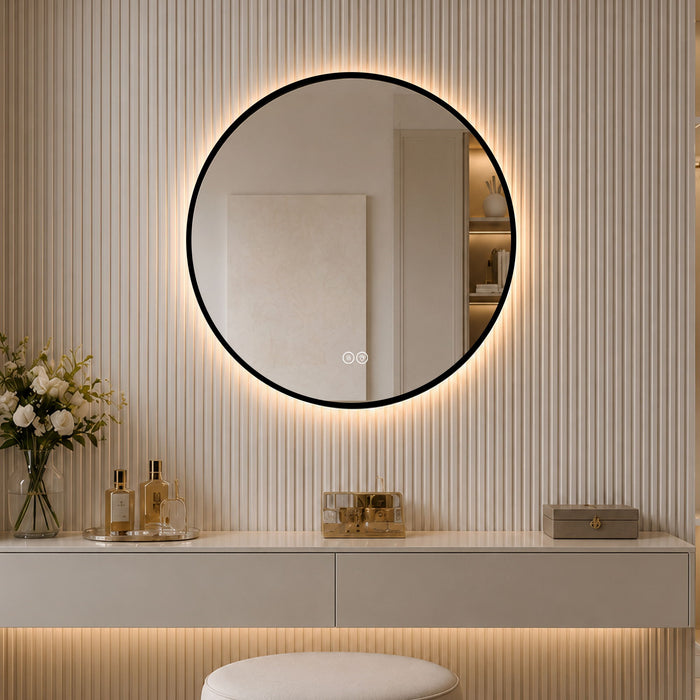 Round Framed Dimmable ED Bathroom Mirror With Anti Fog Daily Nest