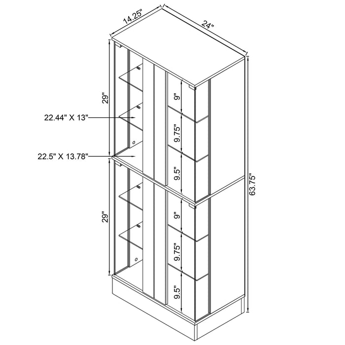 Gilbert - 4 Door LED Curio Display Cabinet Furniture Max