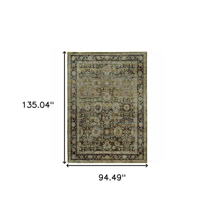 8' x 10' Floral Area Rug - Green And Brown