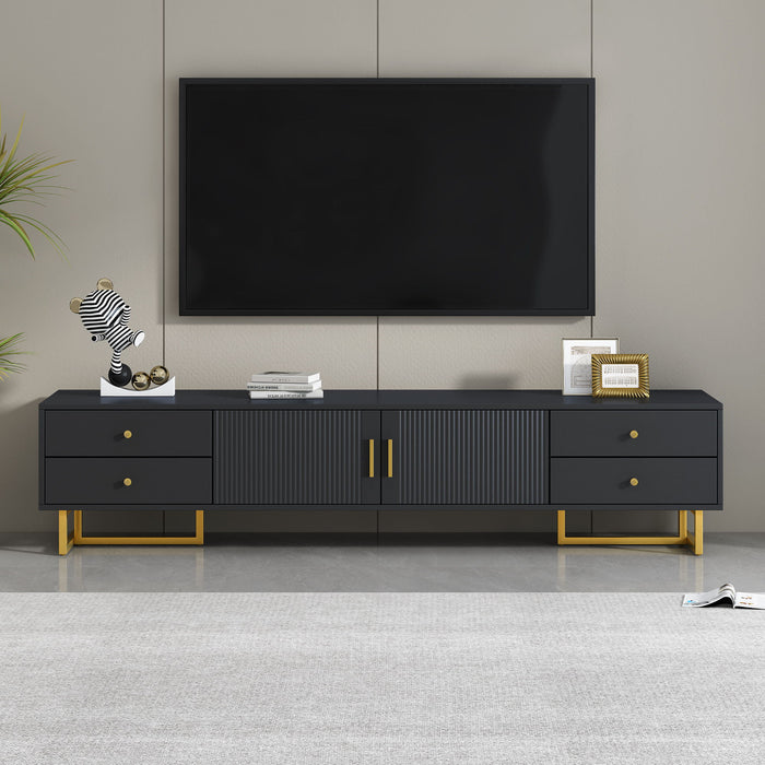 TV Media Console Table, TV Stand With Storage For Living Room - Black Hearth and Haven