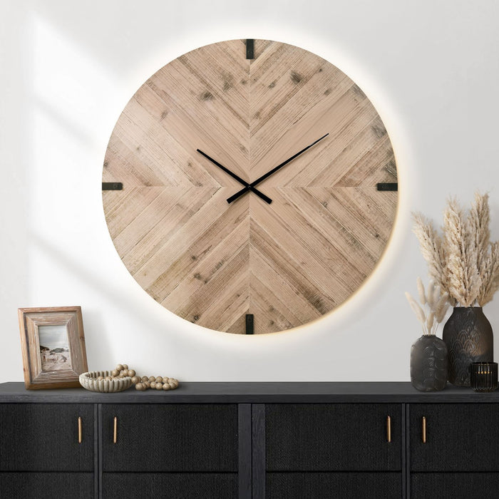 Wall Clock, Round, Large Oversized - Brown 8th Street