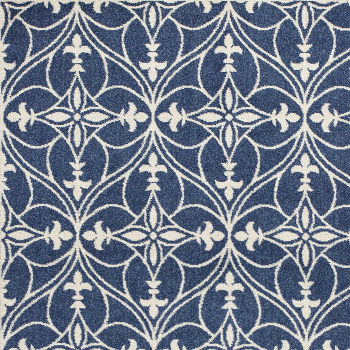 8' X 11' Machine Woven UV Treated Ogee Indoor / Outdoor Area Rug - Denim Blue