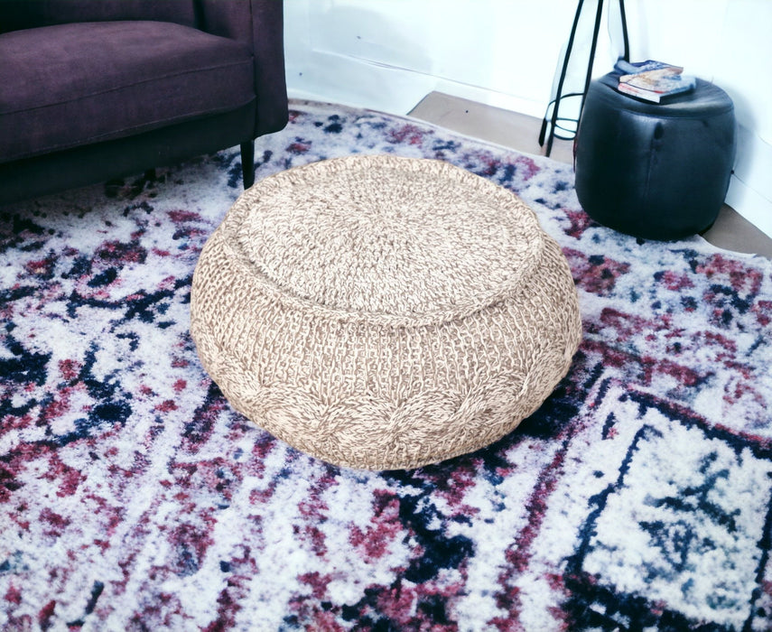 Cotton Ottoman Round - Beige