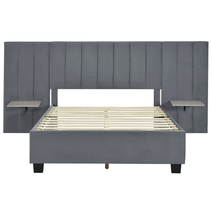 Upholstered Platform Bed With Big Headboard