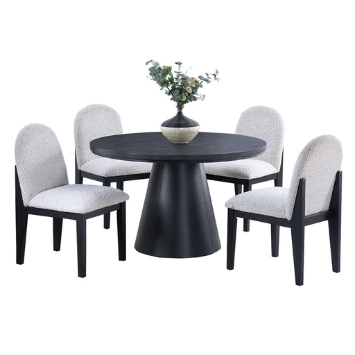 5 Piece Round Dining Set With With Chairs - Black / White Home Essentials