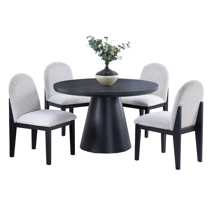 5 Piece Round Dining Set With With Chairs - Black / White Home Essentials
