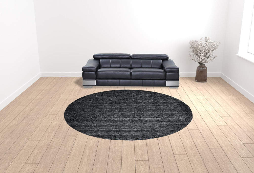 Wool Hand Woven Stain Resistant Area Rug - Black Round - 10'