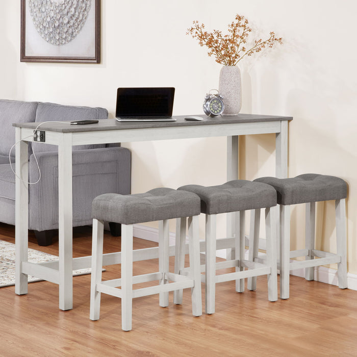 4 Piece Bar Table Set With Power Outlet Home Essentials