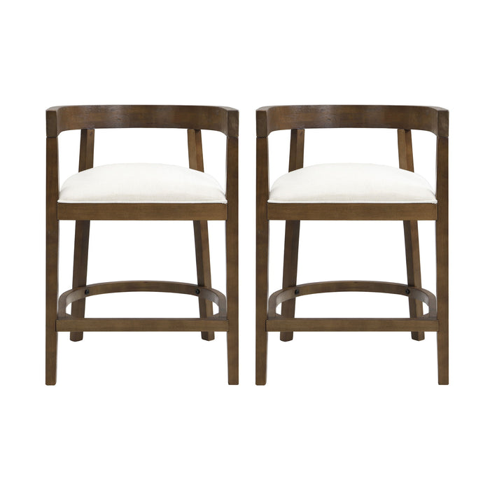 Modern Rubberwood Counter Stool Set With Upholstered Seats Noble House