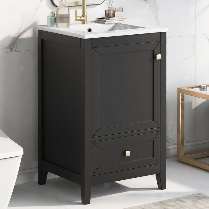 20" Bathroom Vanity With Sink Cabinet With Soft Closing Door, Drawer & Storage Rack - Black Hearth and Haven
