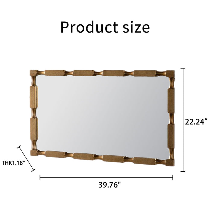 Rectangular Wall Mirror With Frame For Living Room - Gold Home Essentials