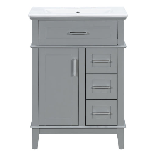 Modern Bathroom Vanity With Sink, Flip Drawer & 3 Drawers, Soft Close Hinges, Adjustable Shelf Hearth and Haven