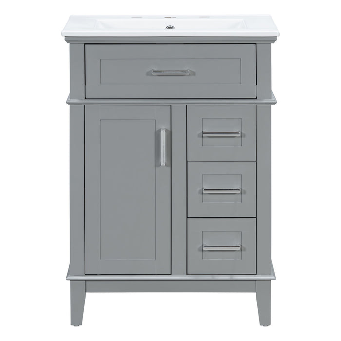 Modern Bathroom Vanity With Sink, Flip Drawer & 3 Drawers, Soft Close Hinges, Adjustable Shelf Hearth and Haven