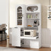 Tall Freestanding Kitchen Pantry Cabinet With Arched Glass Door Hearth and Haven