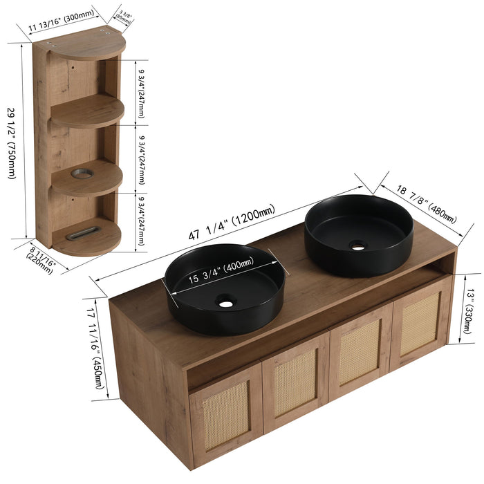 Bathroom Vanity & Art Sink And Storage Rack, Float Mounting Design Home Essentials