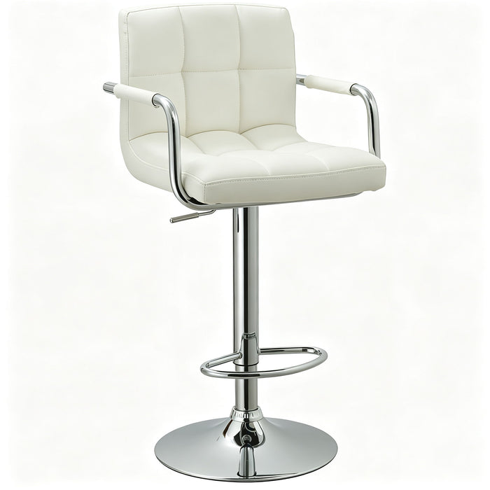 Adjustable Swivel Arm Bar Stool With Cushion - White Home Essentials