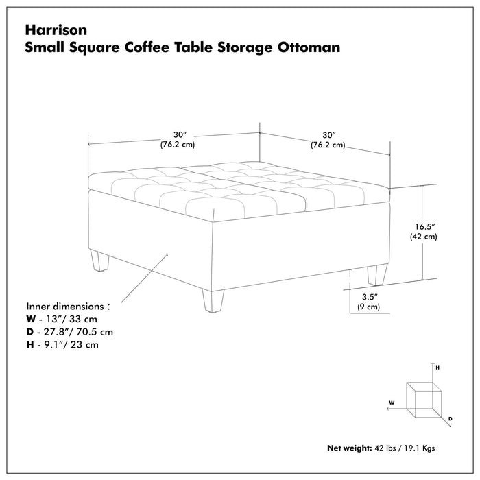 Harrison - Upholstered Coffee Table Storage Ottoman Simpli-Home