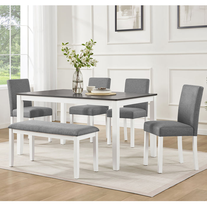 6 Piece Dining Table Set With Bench And Chairs Home Essentials