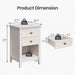 Nightstand With 2 Drawers & Shelf - White Home Essentials