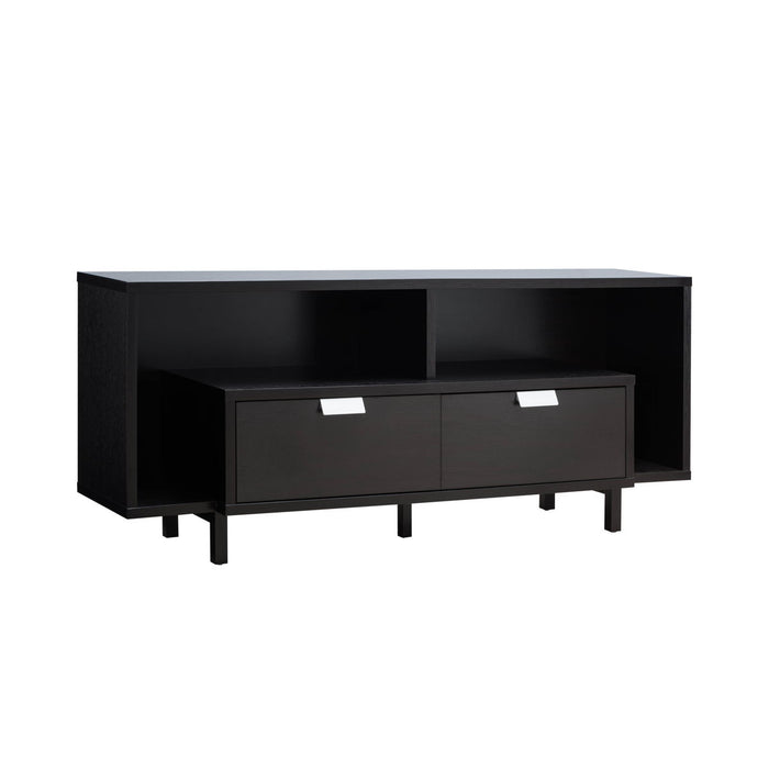 Modern TV Stand With Storage Drawers & Sturdy U Leg Design Melamine Laminate Media Console - Red Cocoa