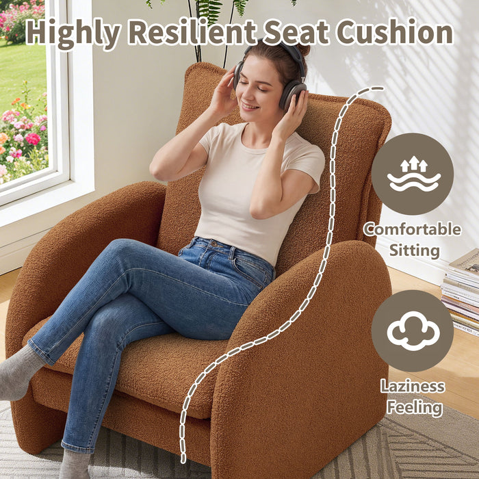 Modern Sherpa Upholstered Accent Chair, Comfortable Living Room Armchair, Lounge Chair For Bedroom, And Office Home Essentials