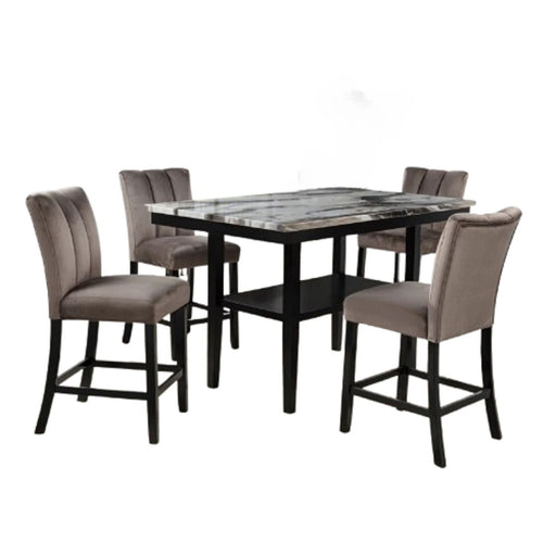 5 Piece Counter Dining Set With Table, Chairs - Black / Brown Home Essentials