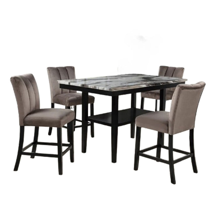5 Piece Counter Dining Set With Table, Chairs - Black / Brown Home Essentials