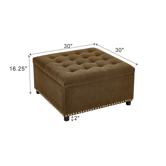 Square Tufted Storage Ottoman With Nailhead Trim Home Essentials