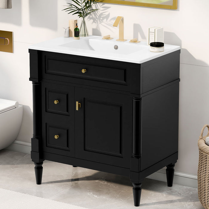 Modern Bathroom Vanity With Sink, Freestanding Cabinet With Flip Drawer & Adjustable Shelf Hearth and Haven