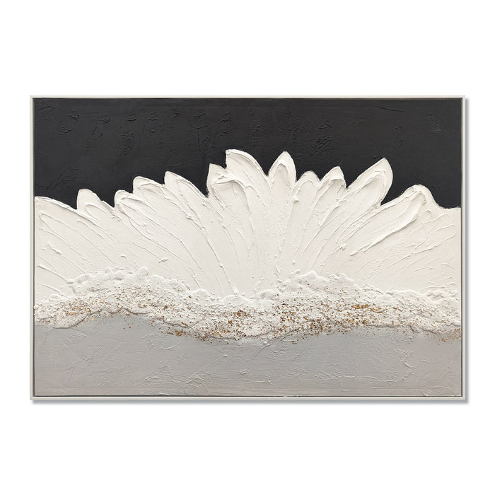 Framed Abstract Wall Art & Thick Textured Canvas Painting With & Accents, Decor For Living Room - Black White Daily Nest