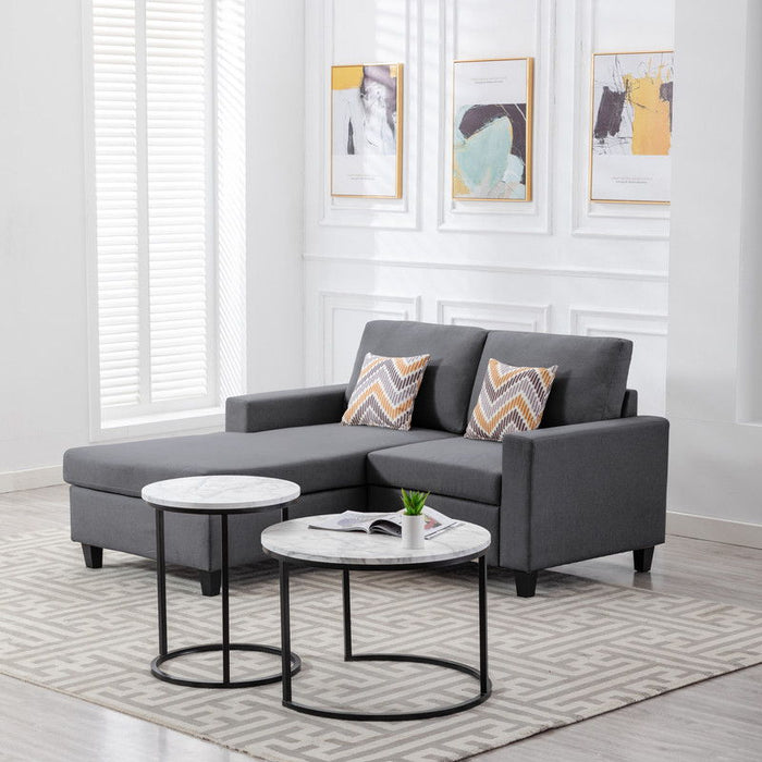 Nolan - Fabric 2-Seater Reversible Sofa With Pillows And Interchangeable Legs