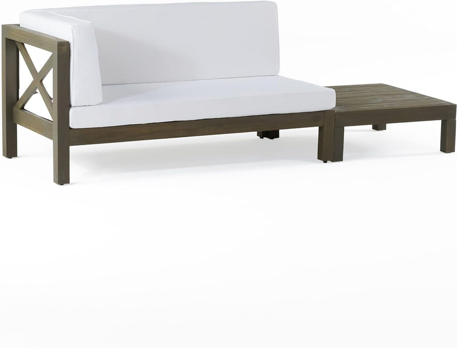 Brava X - Back Corner Bench - L With Coffee Table, White