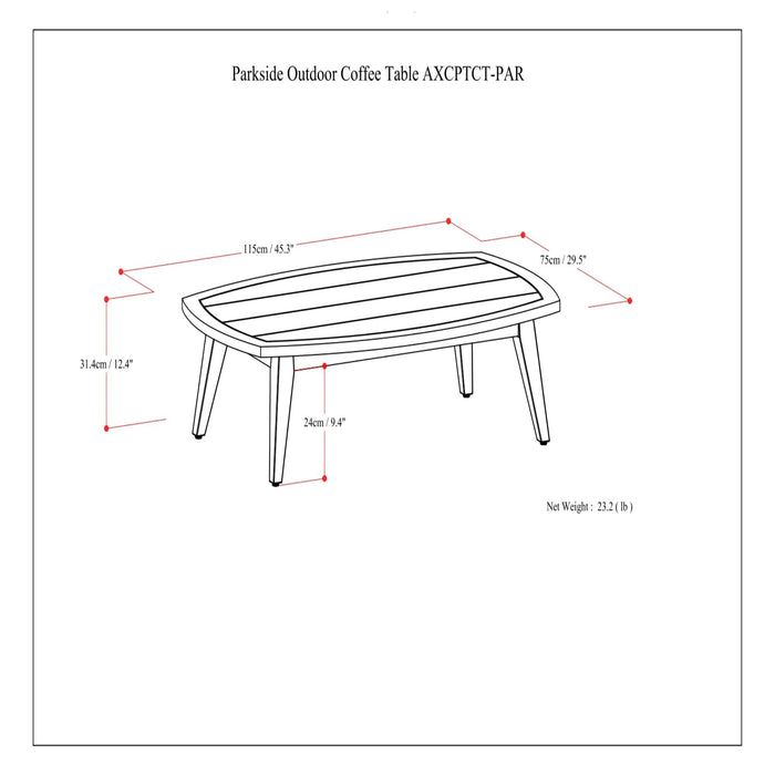 Parkside - Outdoor Coffee Table - Light Teak Simpli-Home