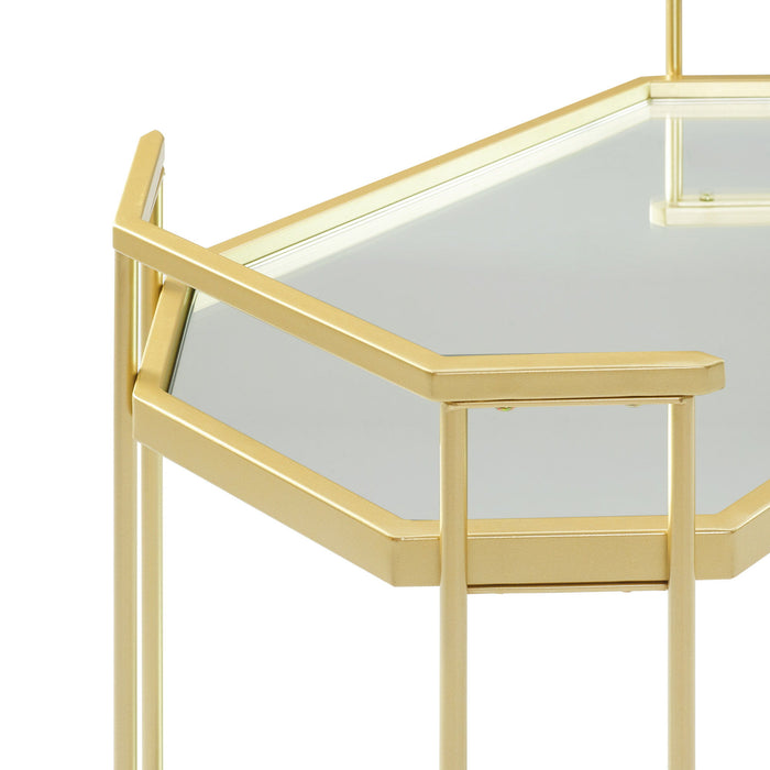 Modern Glam Mirror Top Accent Table - Pale Gold