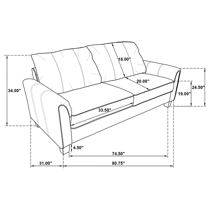 Dixon - Upholstered Sofa With Rounded Arms And Texture - Gray Furniture Max