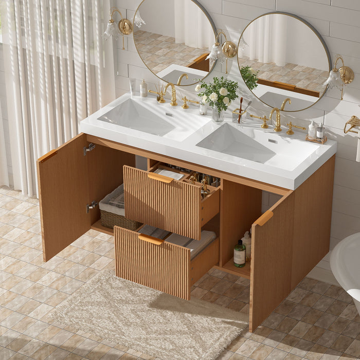 Modern Wall Mounted Bathroom Vanity, Soft Close Doors Hearth and Haven