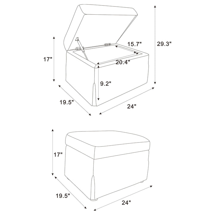 Merced - Upholstered Hydraulic Lift Top Storage Ottoman - Beige