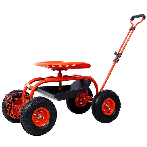 Rolling Garden Scooter Cart Seat With Wheels, 360 Swivel Seat, Tool Tray Daily Nest